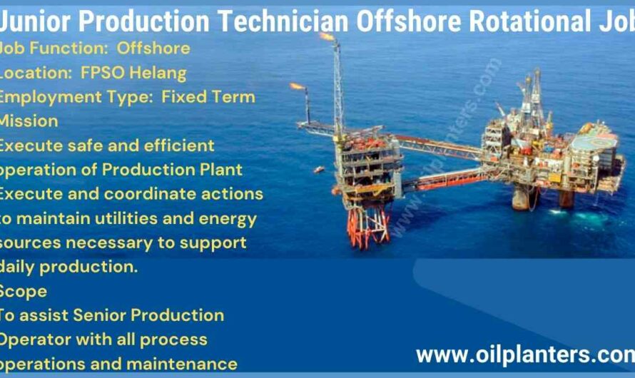 Junior Production Technician Offshore Rotational Job